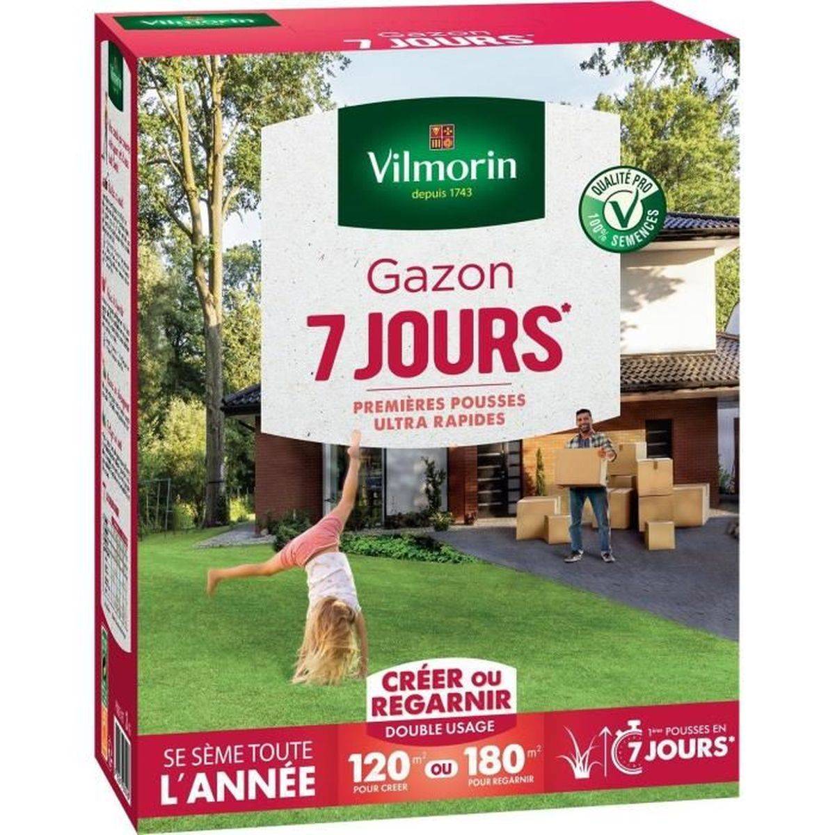 Vilmorin - Semences de gazon 7 jours 3 kg ultra-rapide, jusqu’à 180 m² - Vilmorin - Image 2