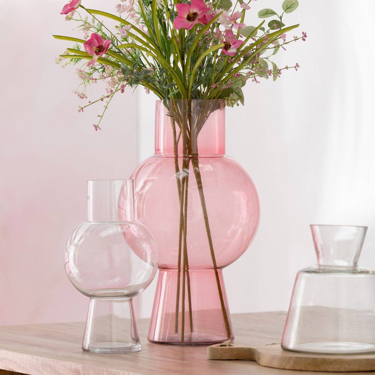 Vase Boule en Verre "Pinky Perfect" 22cm Transparent - Image 2