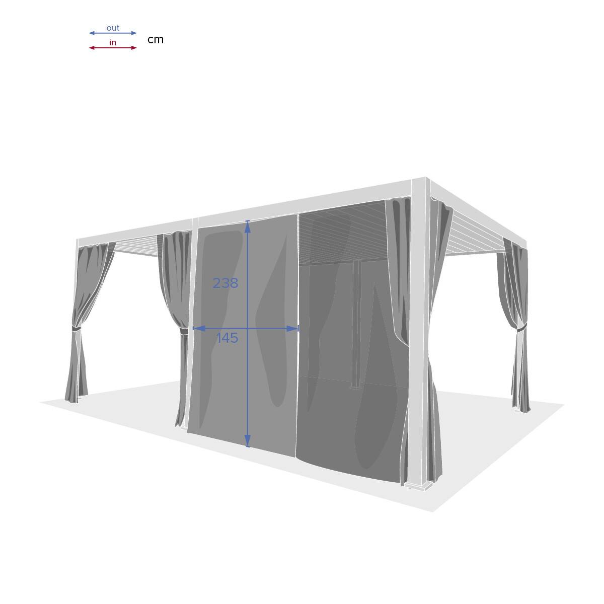 Hesperide - Kit de rideaux, moustiquaires et de rails pour pergola bioclimatique "Evora" 6 x 3,6m Graphite - Hespéride - Imagen 4