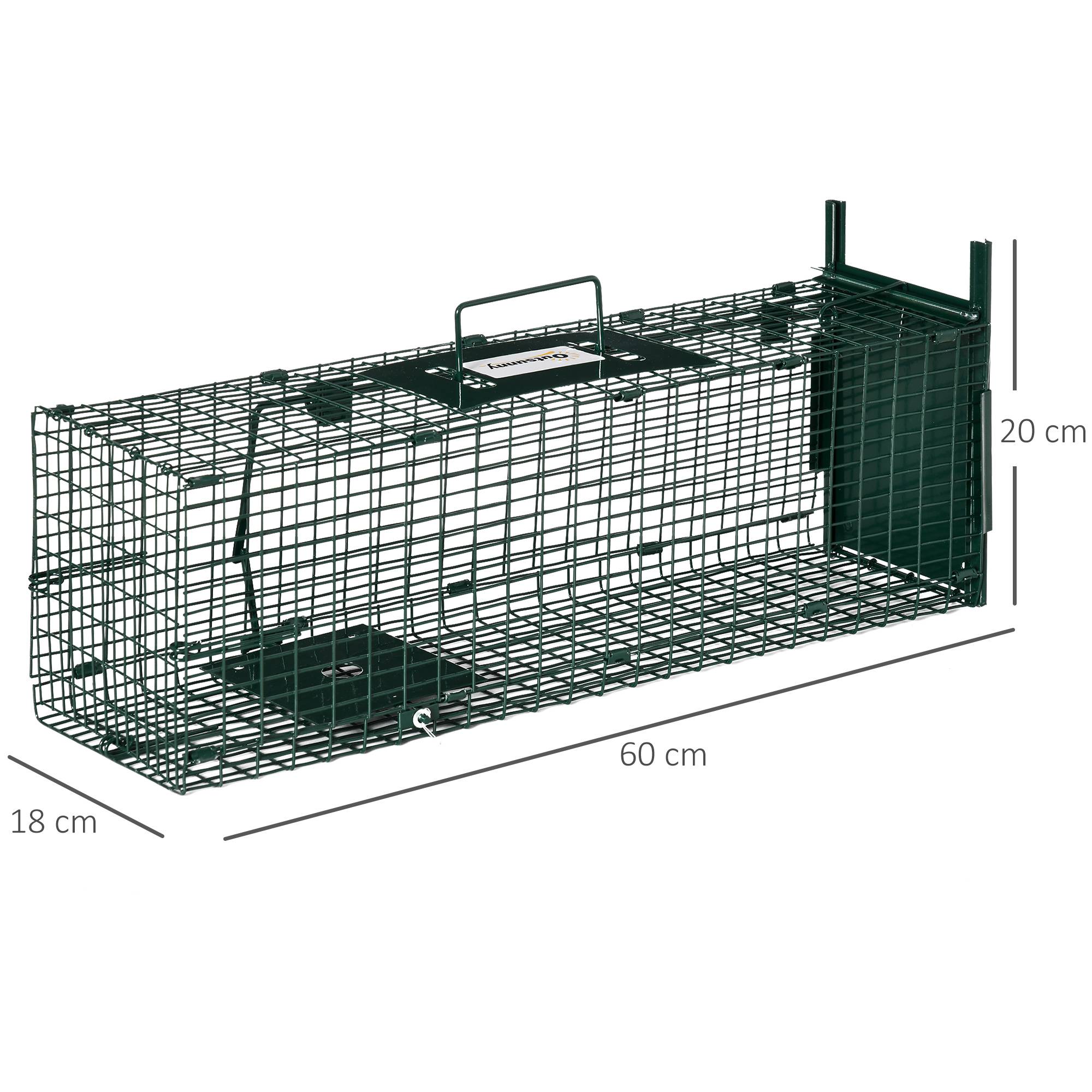 Cage piège pour rats, souris et ragondins avec porte simple, 60x18x20 cm, verte - Image 5