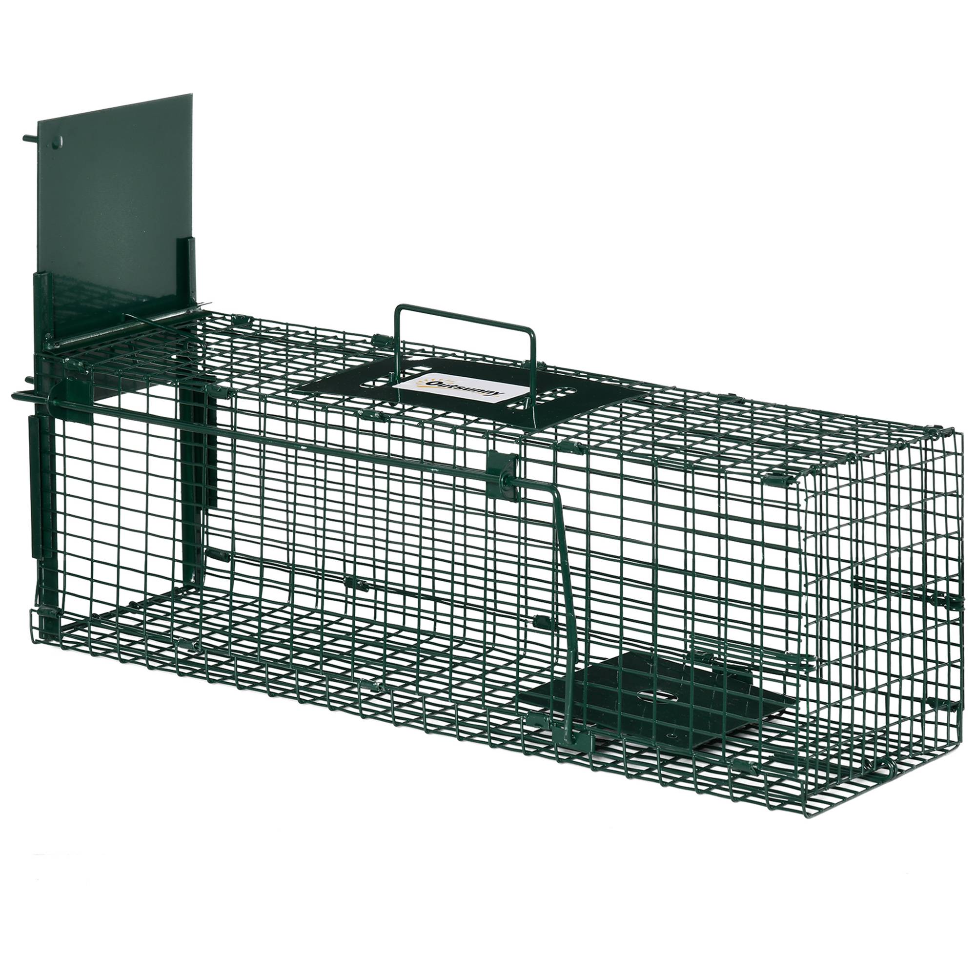 Cage piège pour rats, souris et ragondins avec porte simple, 60x18x20 cm, verte - Image 2