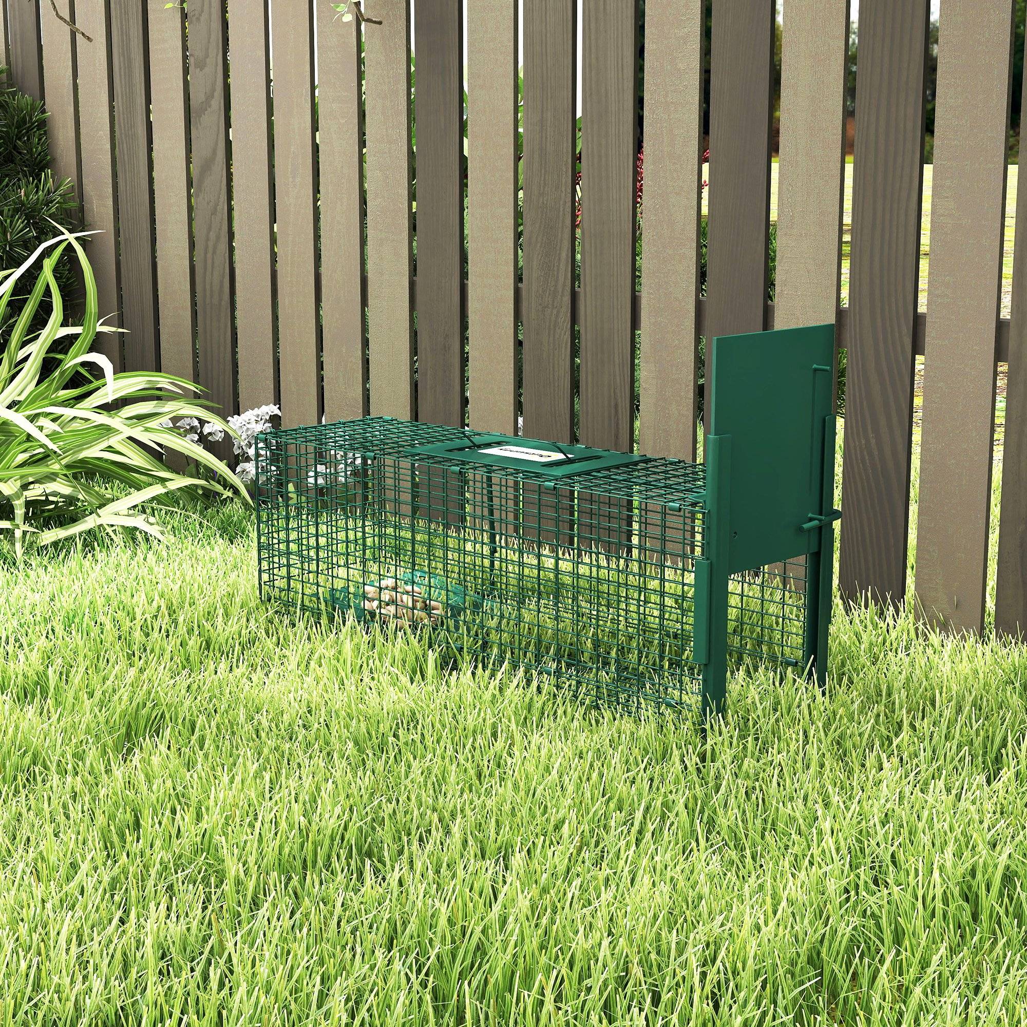 Cage piège pour rats, souris et ragondins avec porte simple, 60x18x20 cm, verte - Image 4