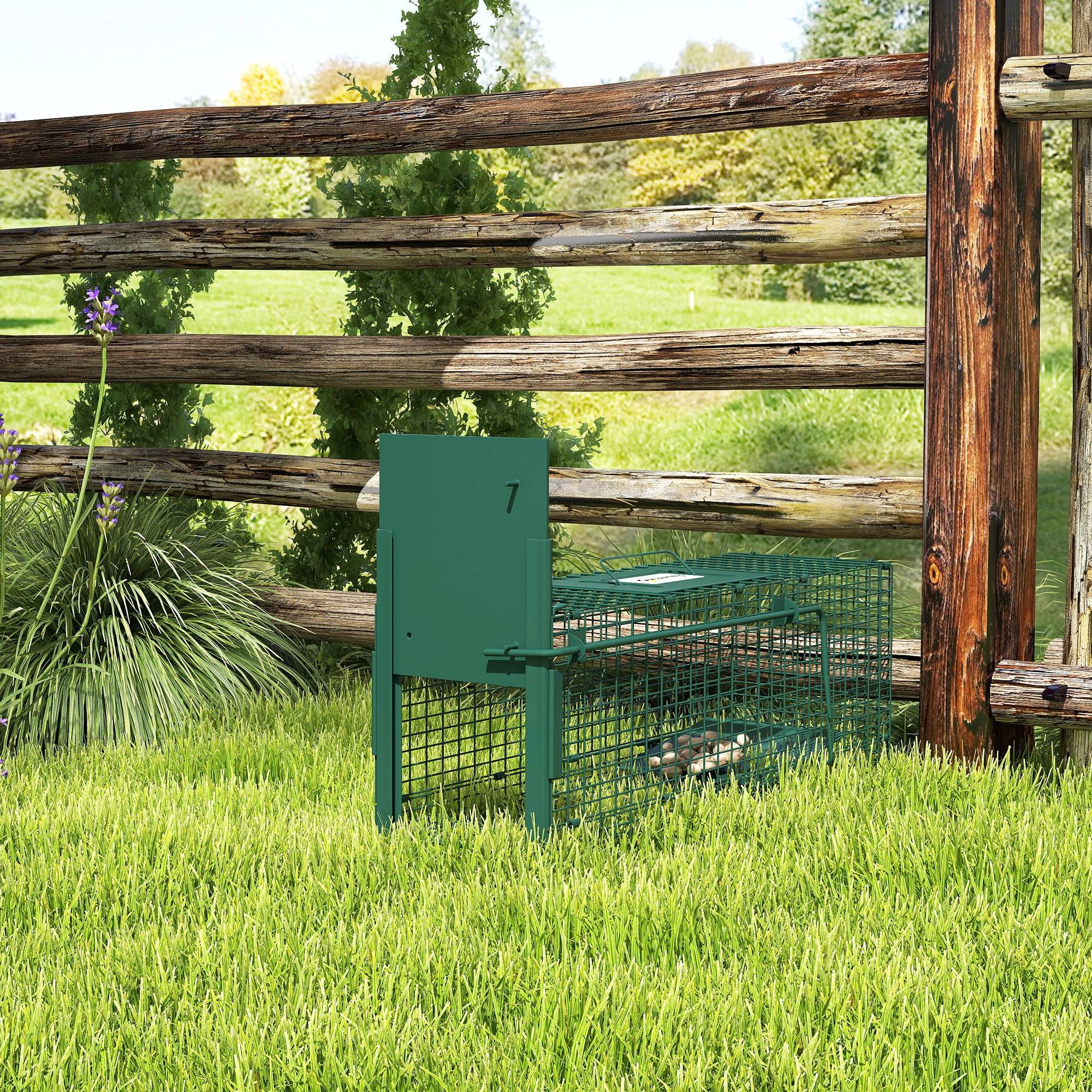 Cage piège pour rats, souris et ragondins avec porte simple, 60x18x20 cm, verte - Image 3