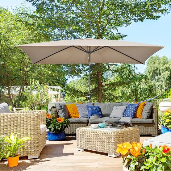ComfortXL - Parasol rectangulaire aluminium pour terrasse inclinable avec manivelle 295x195cm kaki - ComfortXL Outdoor Living - Image 3