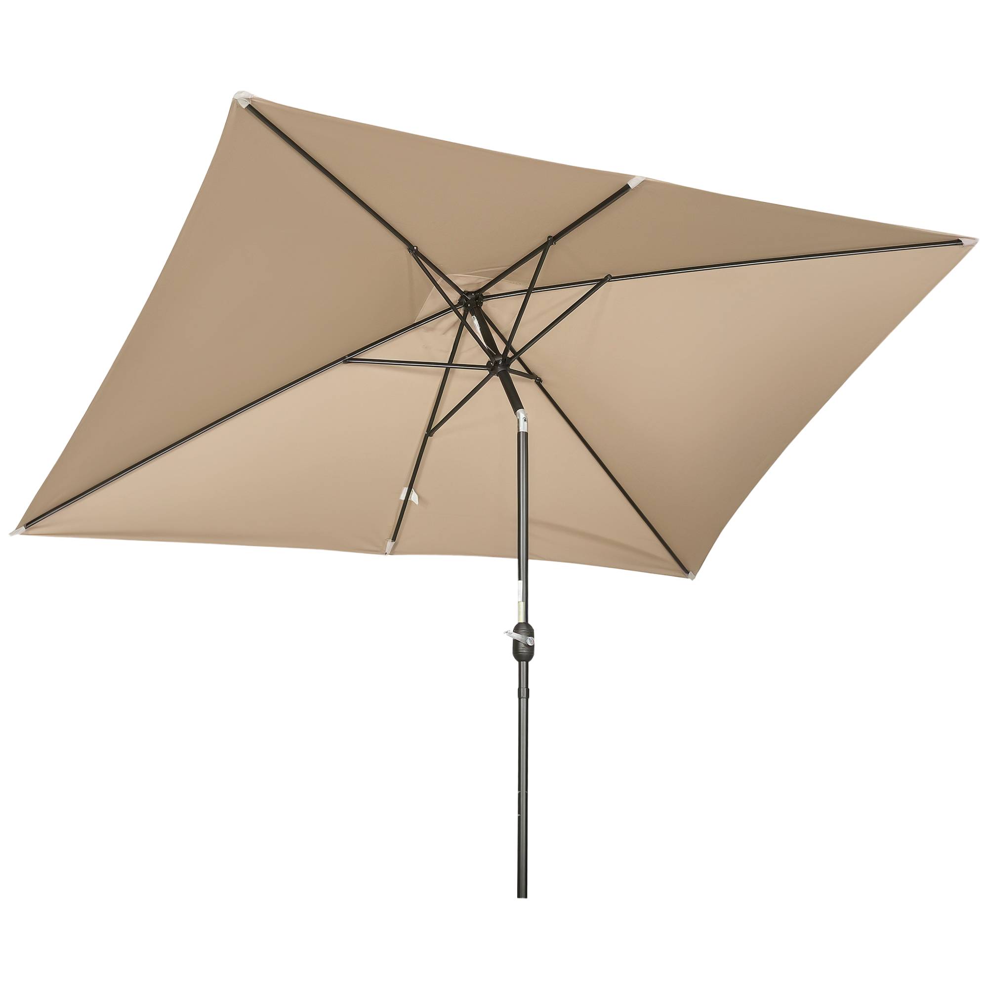 ComfortXL - Parasol rectangulaire aluminium pour terrasse inclinable avec manivelle 295x195cm kaki - ComfortXL Outdoor Living - Image 1
