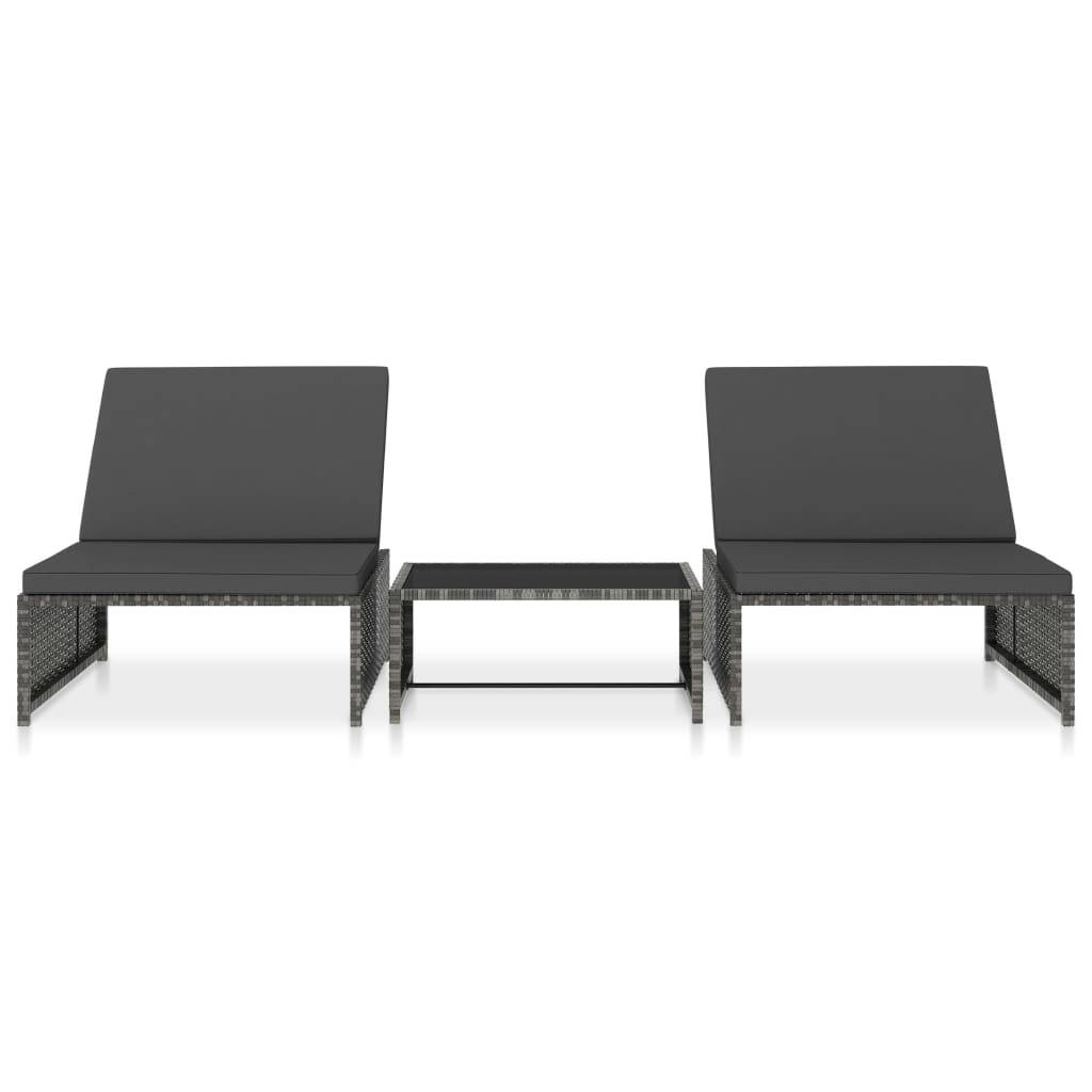 Vidaxl - Chaises inclinables de jardin lot de 2 et table résine tressée vidaXL 47401 - Imagen 2