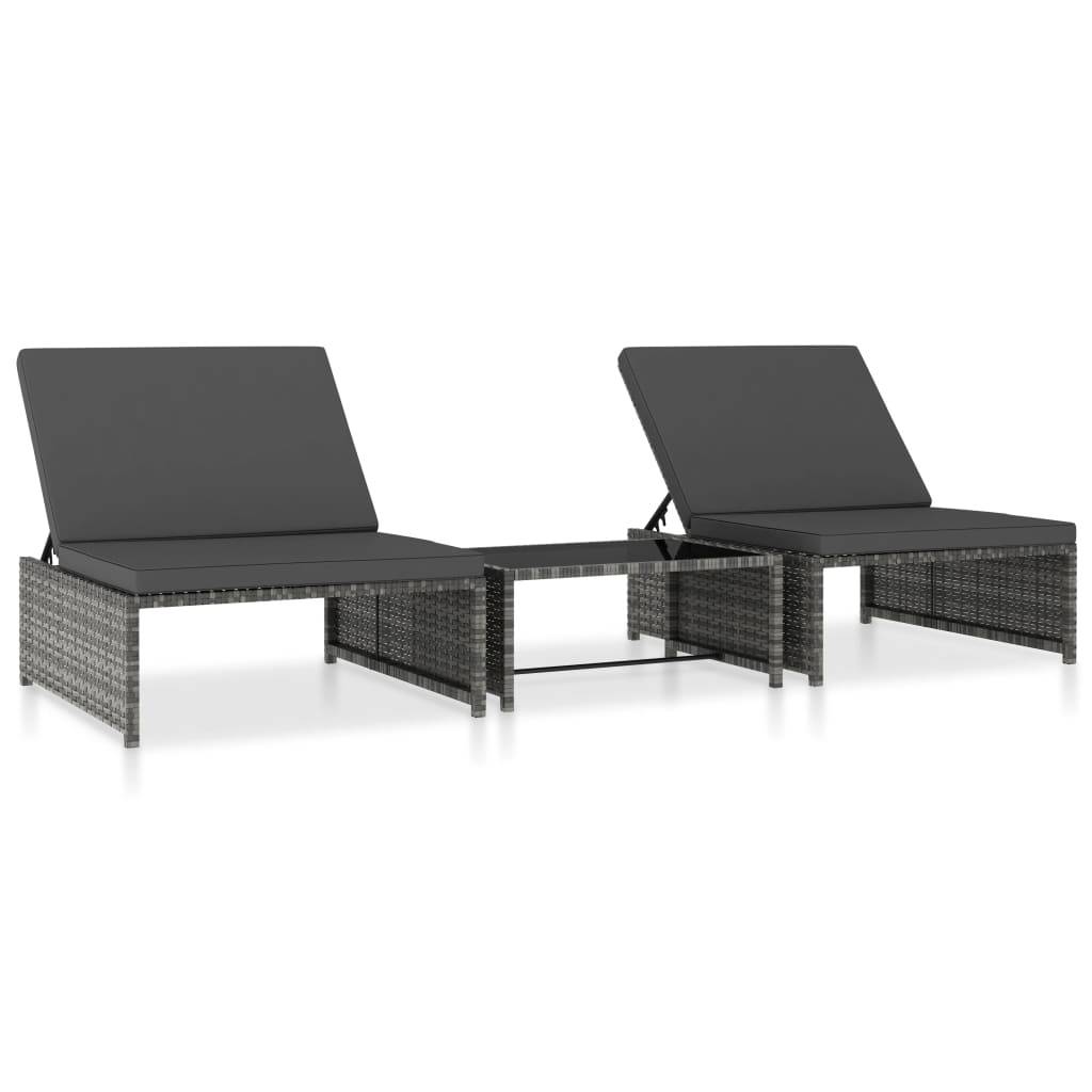 Vidaxl - Chaises inclinables de jardin lot de 2 et table résine tressée vidaXL 47401 - Imagen 1