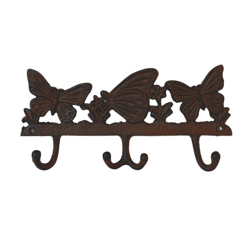 La Grande Prairie - Patère fonte Famille Papillon 14x29x4cm - Image 1