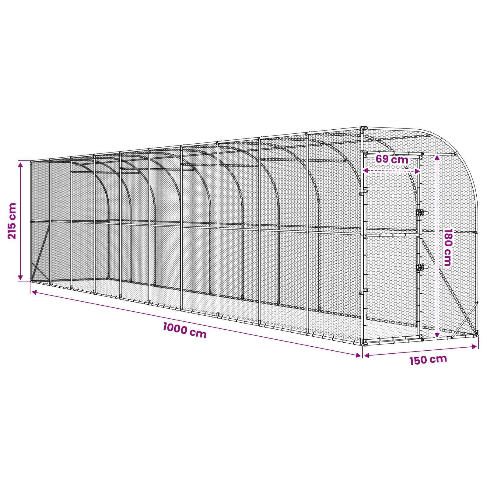 Vidaxl - Poulailler contre le mur Argenté 600 x 150 x 215 cm vidaXL 3434719 - Image 3