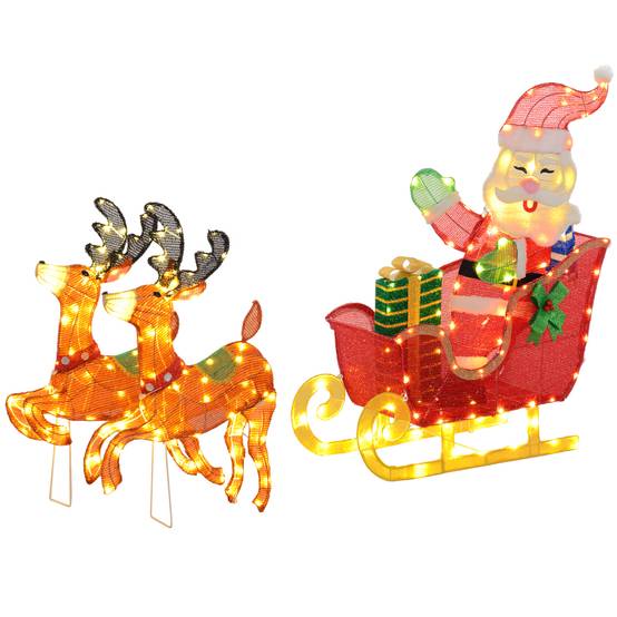 Coloriage du Père Noël avec son traîneau et ses rennes à Télécharger ou Coloriage du Père Noël avec son traîneau et ses rennes à Télécharger ou