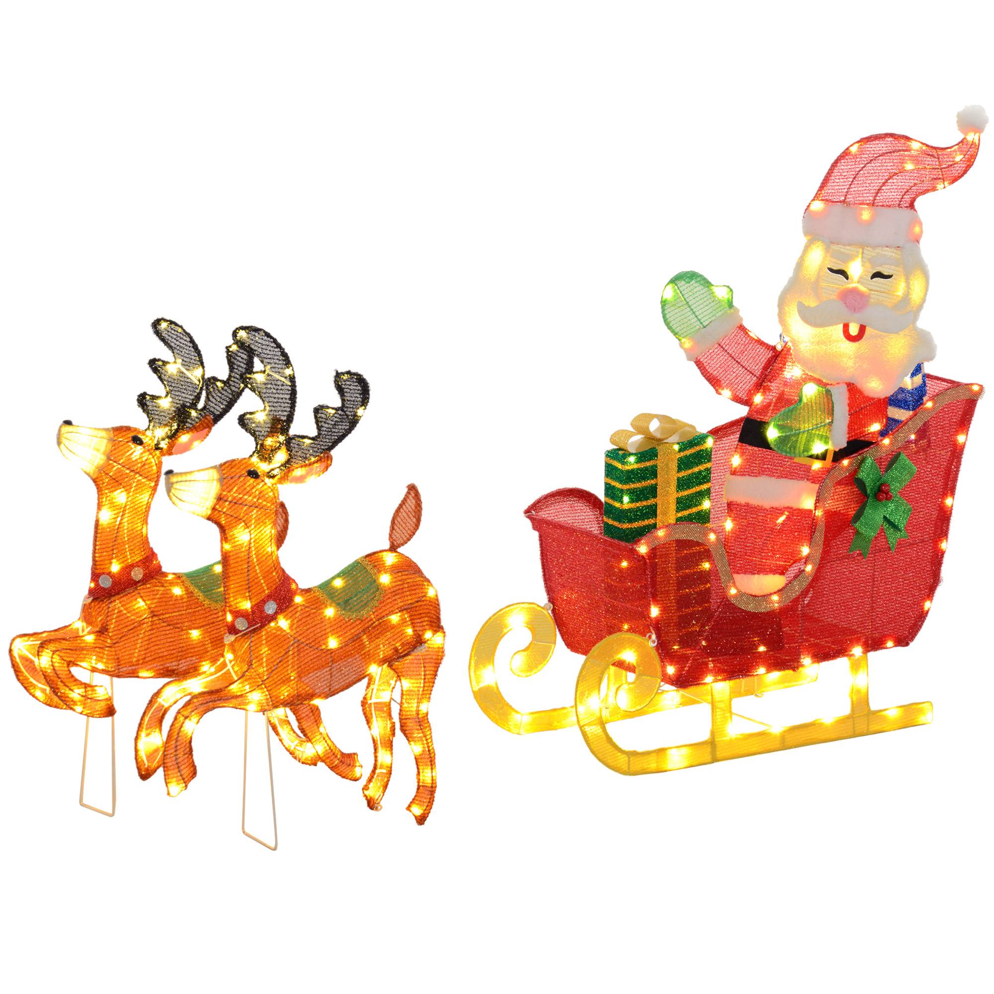 Coloriage du Père Noël avec son traîneau et ses rennes à Télécharger ou