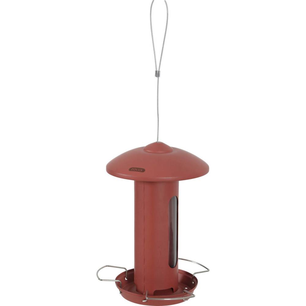 Mangeoire solo métal rouge terra H total 44 cm pour oiseaux - Imagen 1
