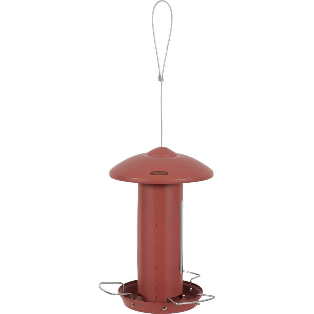 Mangeoire solo métal rouge terra H total 44 cm pour oiseaux - Imagen 2