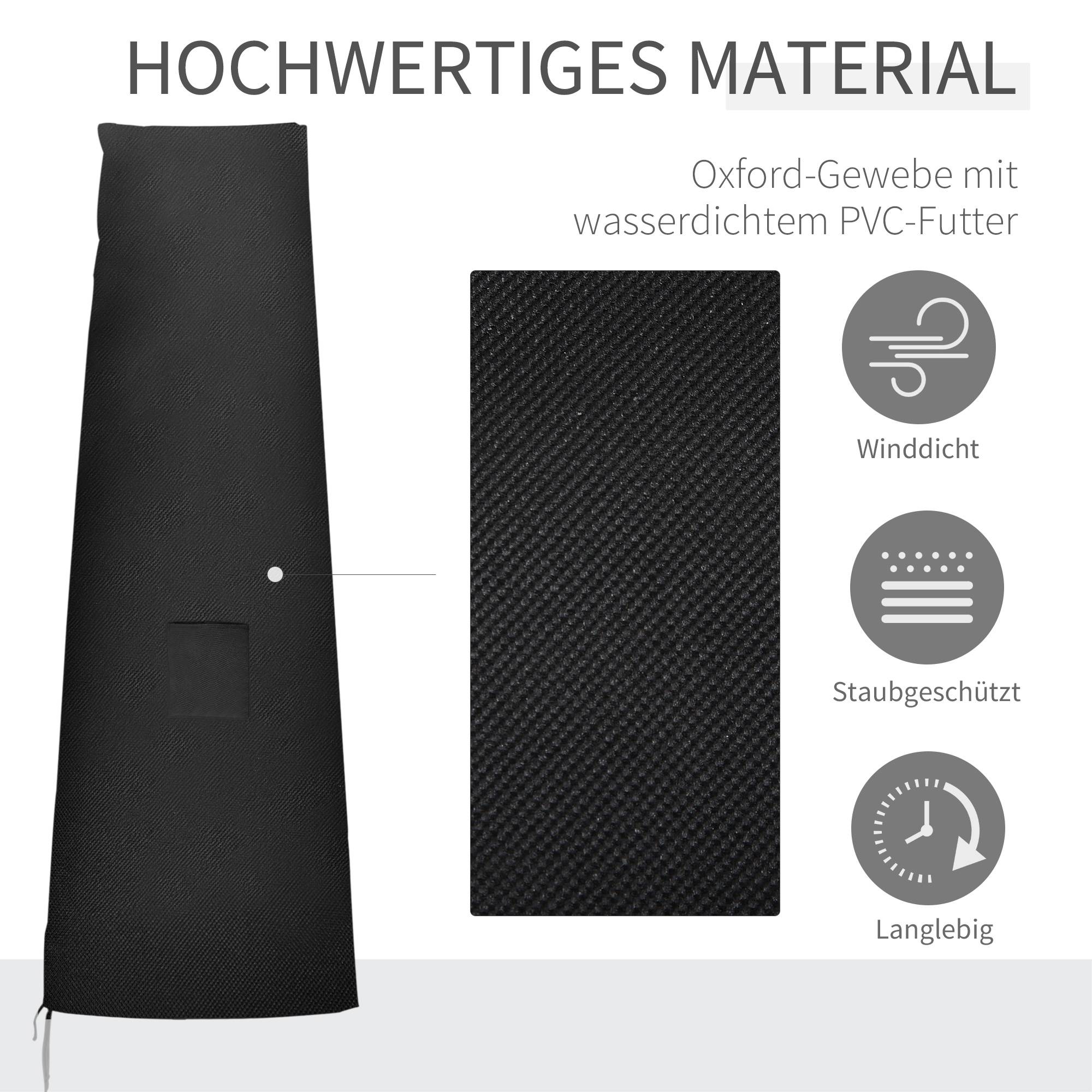Housse Protection Parasol Déporté 265 Cm – Oxford Imperméable Respirant Avec Fermeture Éclair, Noir BSD-0