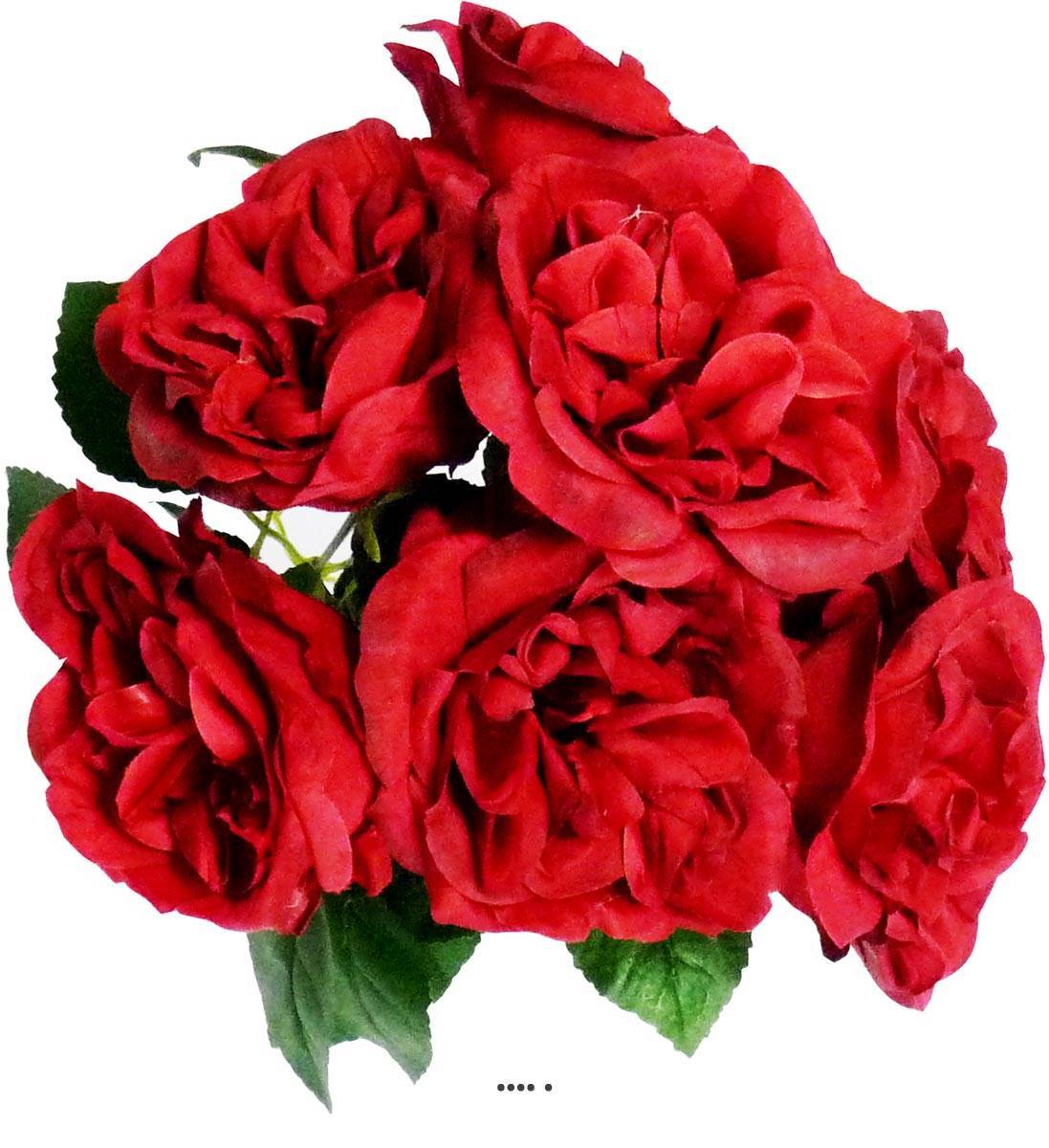 Artificielles - Bouquet de 7 Roses factices en piquet et feuillage Hauteur 42cm Rouge - couleur: Rouge - Imagen 2