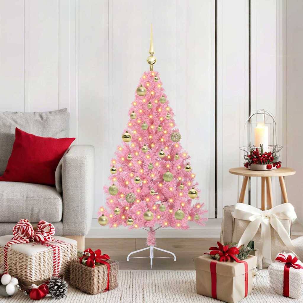 Vidaxl - Sapin de Noël artificiel pré-éclairé Rose 120 cm PVC vidaXL 3397054 - Image 1