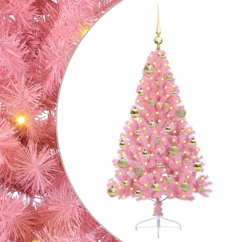 Vidaxl - Sapin de Noël artificiel pré-éclairé Rose 120 cm PVC vidaXL 3397054 - Image 2