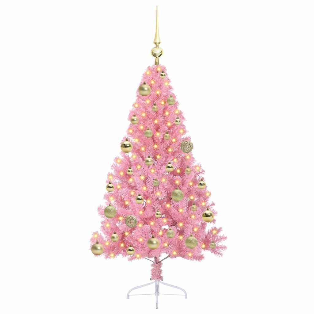 Vidaxl - Sapin de Noël artificiel pré-éclairé Rose 120 cm PVC vidaXL 3397054 - Image 4