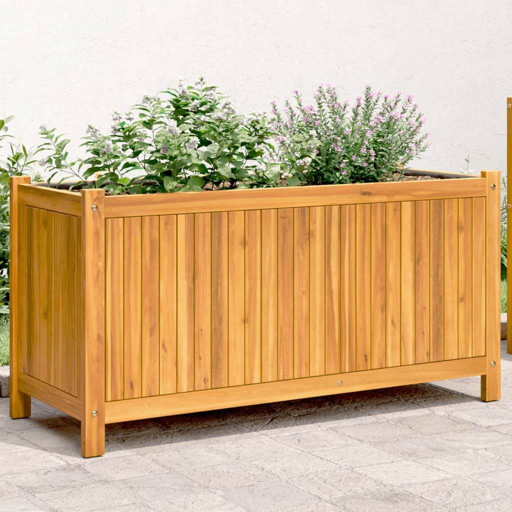 Maison Chic - Jardinière, Bac à fleurs, Pot de fleurs avec doublure 99,5x38x50 cm bois massif d'acacia - Imagen 2