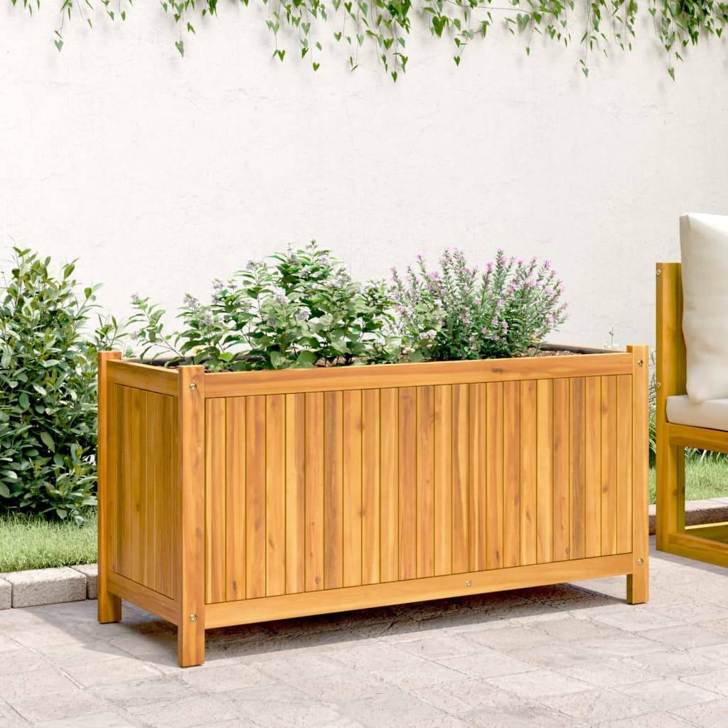 Maison Chic - Jardinière, Bac à fleurs, Pot de fleurs avec doublure 99,5x38x50 cm bois massif d'acacia - Imagen 3