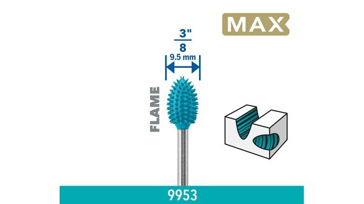 Fraise MAX 9951 dents acier inox D9,5mm embout flamme - Dremel - 26159953DM - Image 2