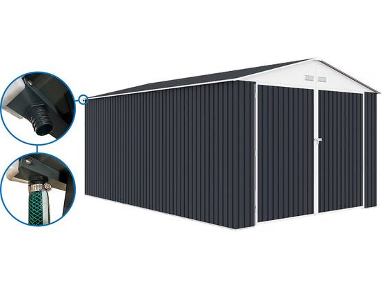 Habitat Et Jardin - Garage Métal " Houston" - 15,36 M² Avec Gouttière - Anthracite -habitat Et Jardin - Image 1