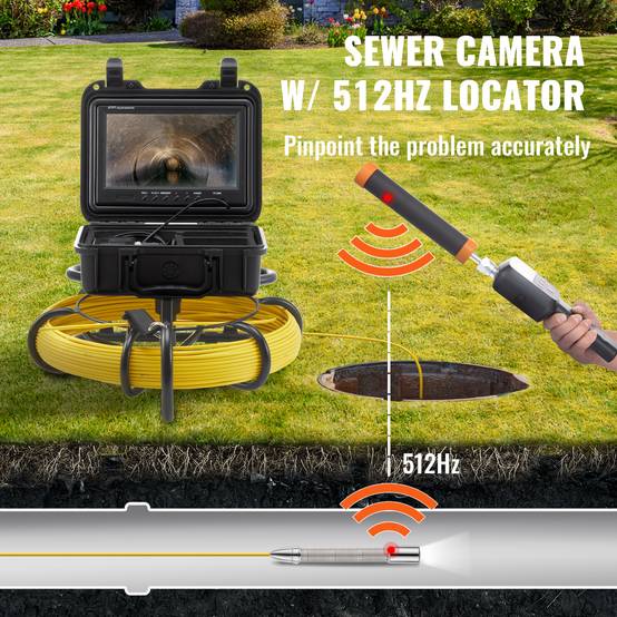 VEVOR Caméra inspection 50 m avec localisateur 512 Hz. Écran 9'', DVR, étanche IP68, 12 LED. Pour conduit - Image 5