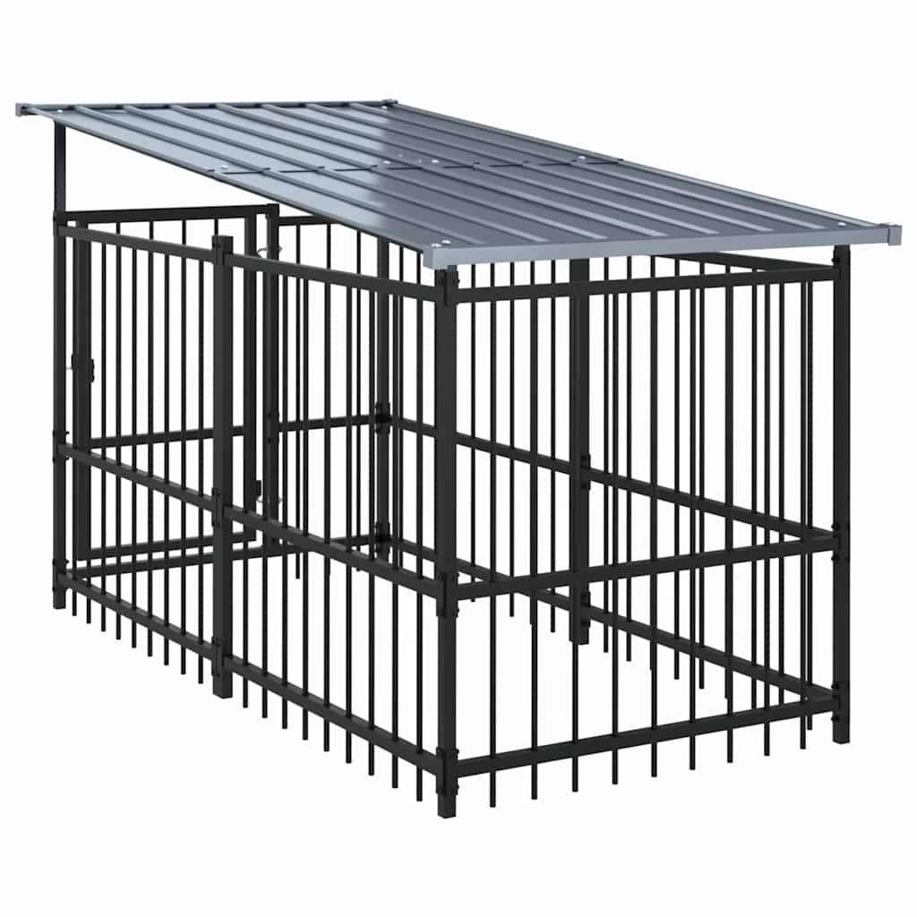 Vidaxl - Chenil d'extérieur avec toit pour chiens Acier 11,26 m² vidaXL 3124611 - Imagen 6