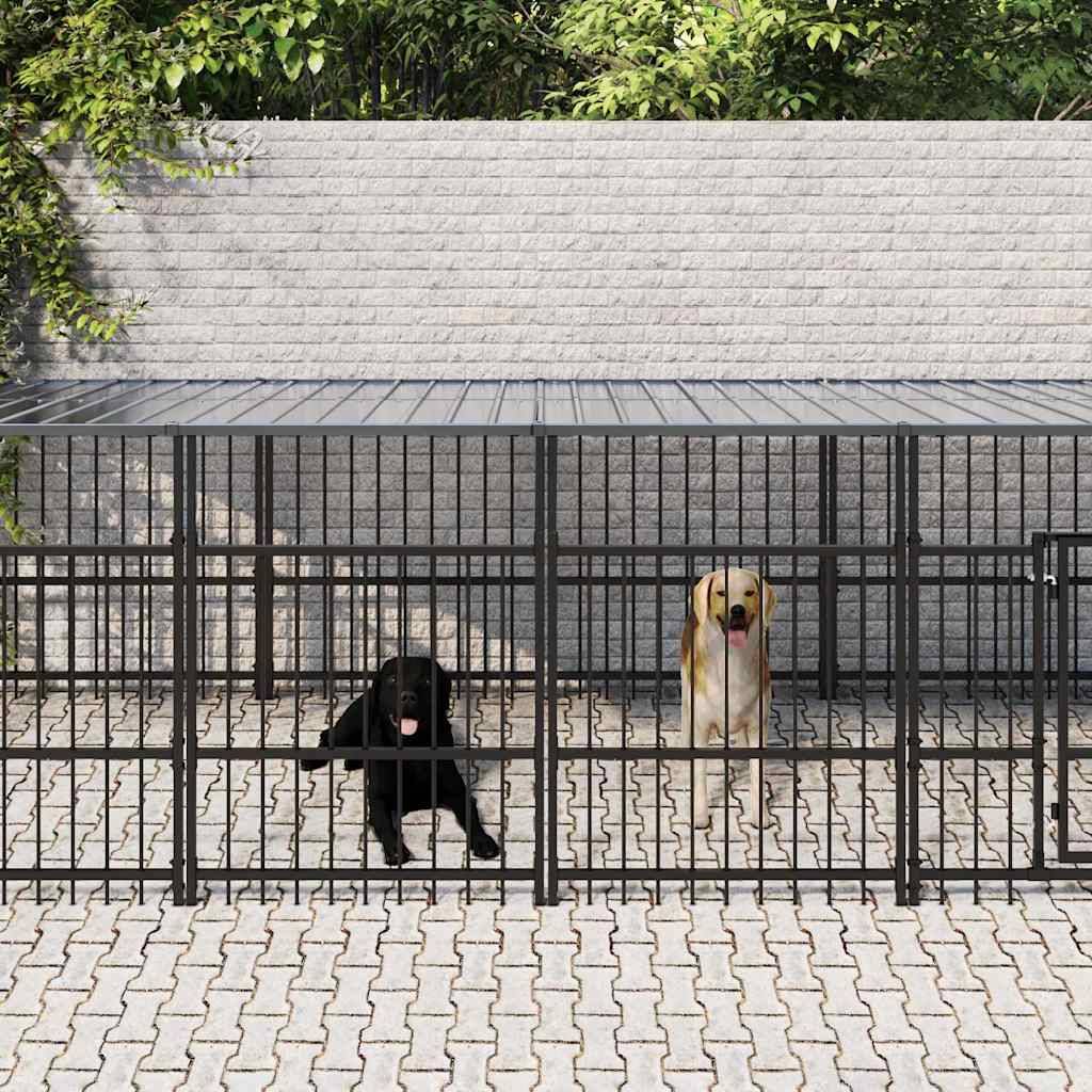 Vidaxl - Chenil d'extérieur avec toit pour chiens Acier 11,26 m² vidaXL 3124611 - Imagen 1
