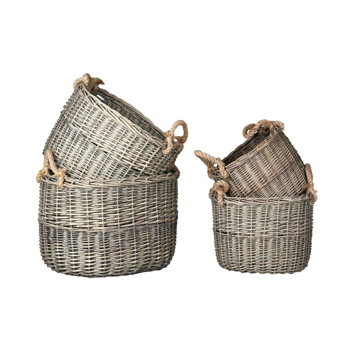 Aubry Gaspard - Corbeilles en osier gris et corde (Lot de 4) - Image 1