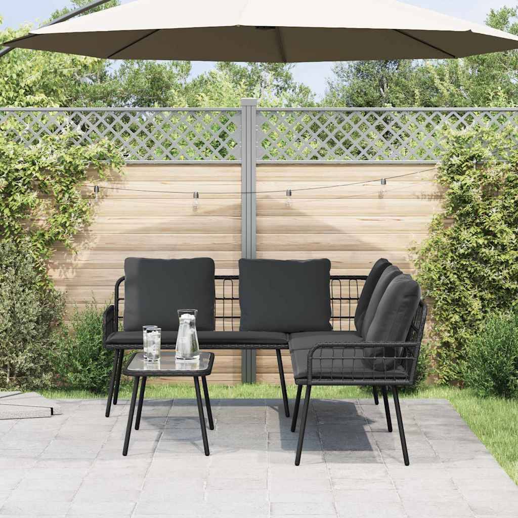 Petit salon de jardin 4 places polyrotin pour balcon et terrasse Noir – ComfortXL Outdoor Living - Image 1