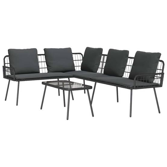 Petit salon de jardin 4 places polyrotin pour balcon et terrasse Noir – ComfortXL Outdoor Living - Image 2