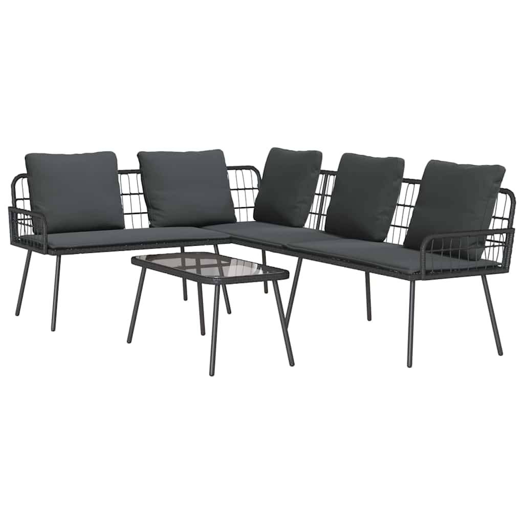 Petit salon de jardin 4 places polyrotin pour balcon et terrasse Noir – ComfortXL Outdoor Living - Image 2