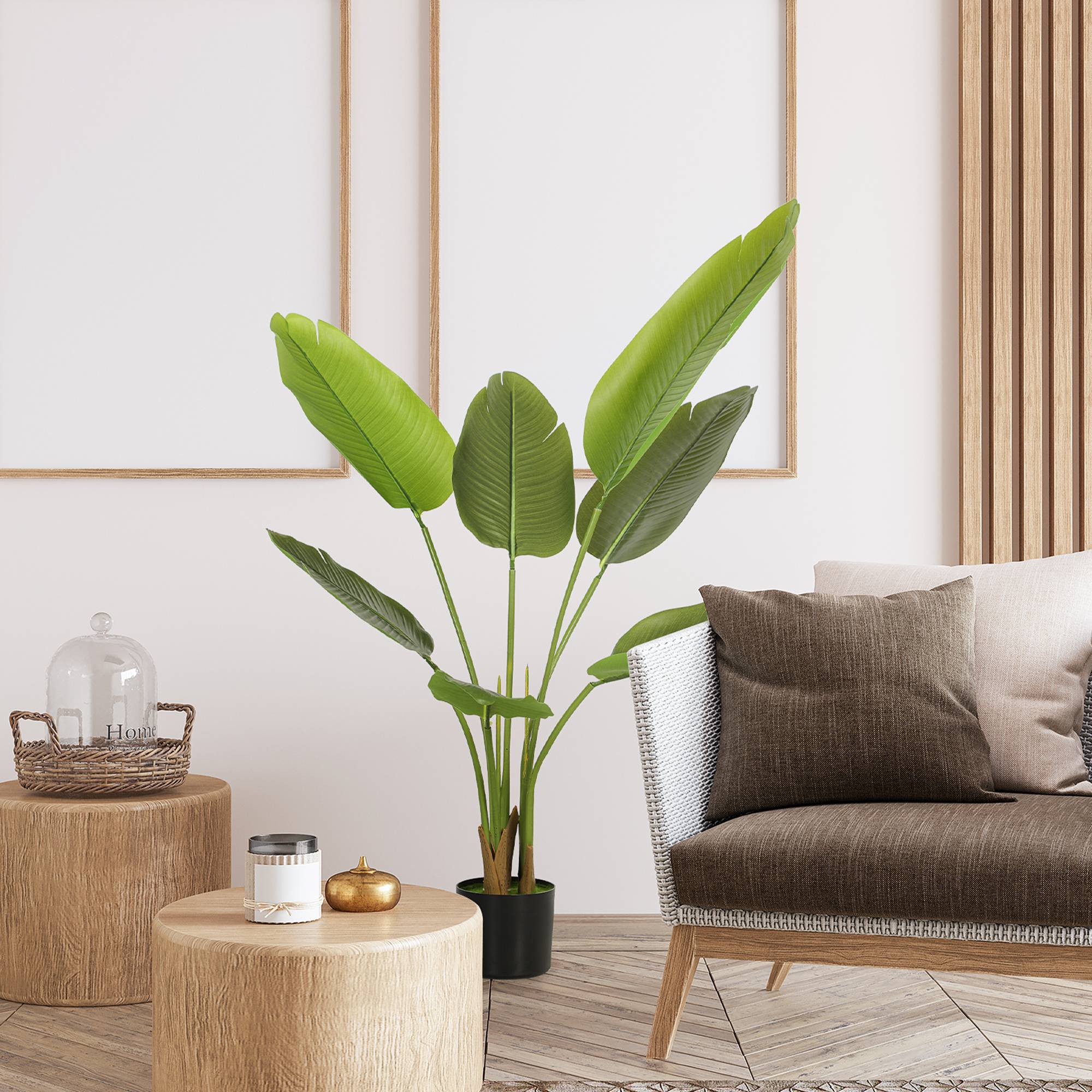 Plante artificielle intérieure 109 cm, arbre artificiel avec pot en plastique et terreau floqué, vert - Image 4