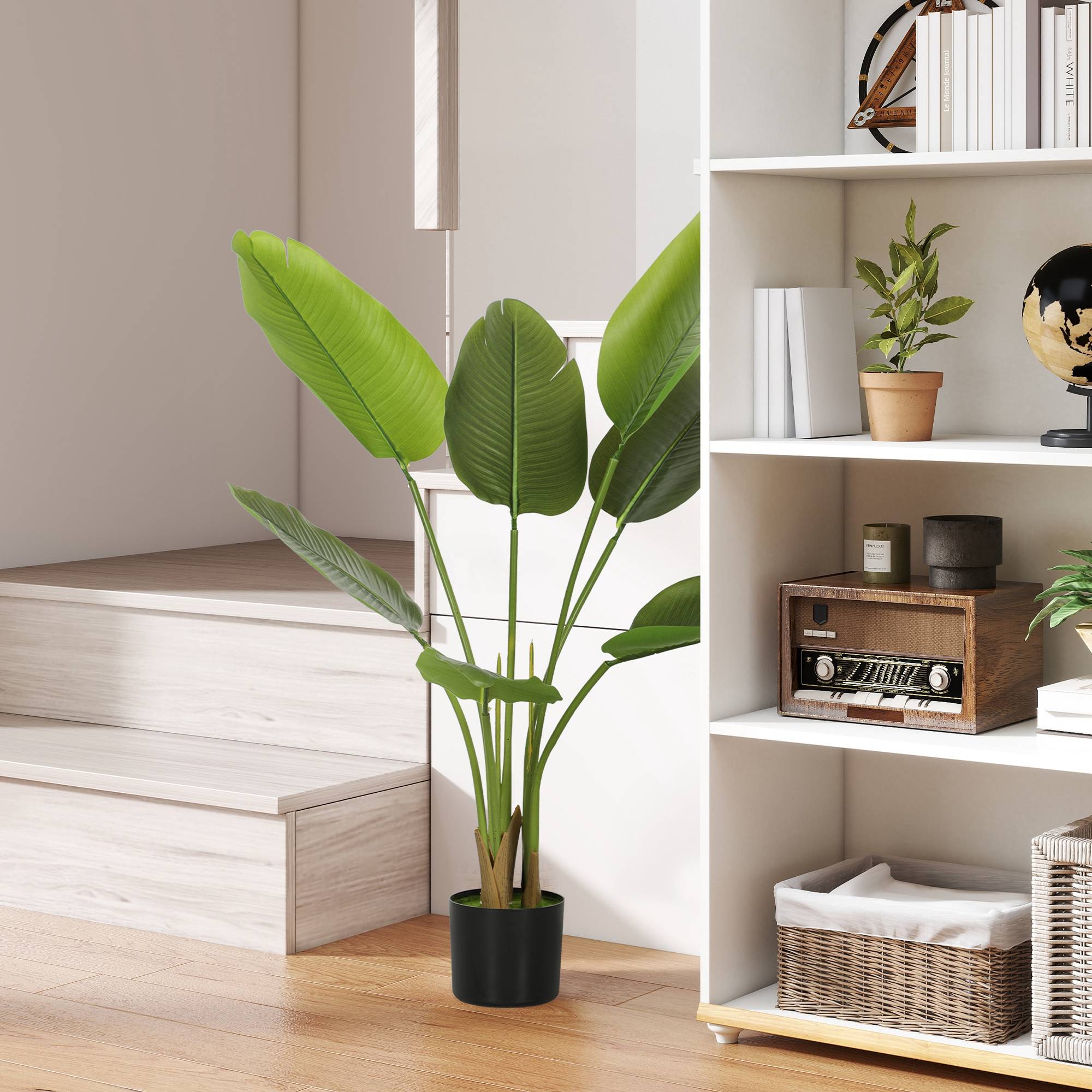 Plante artificielle intérieure 109 cm, arbre artificiel avec pot en plastique et terreau floqué, vert - Image 3