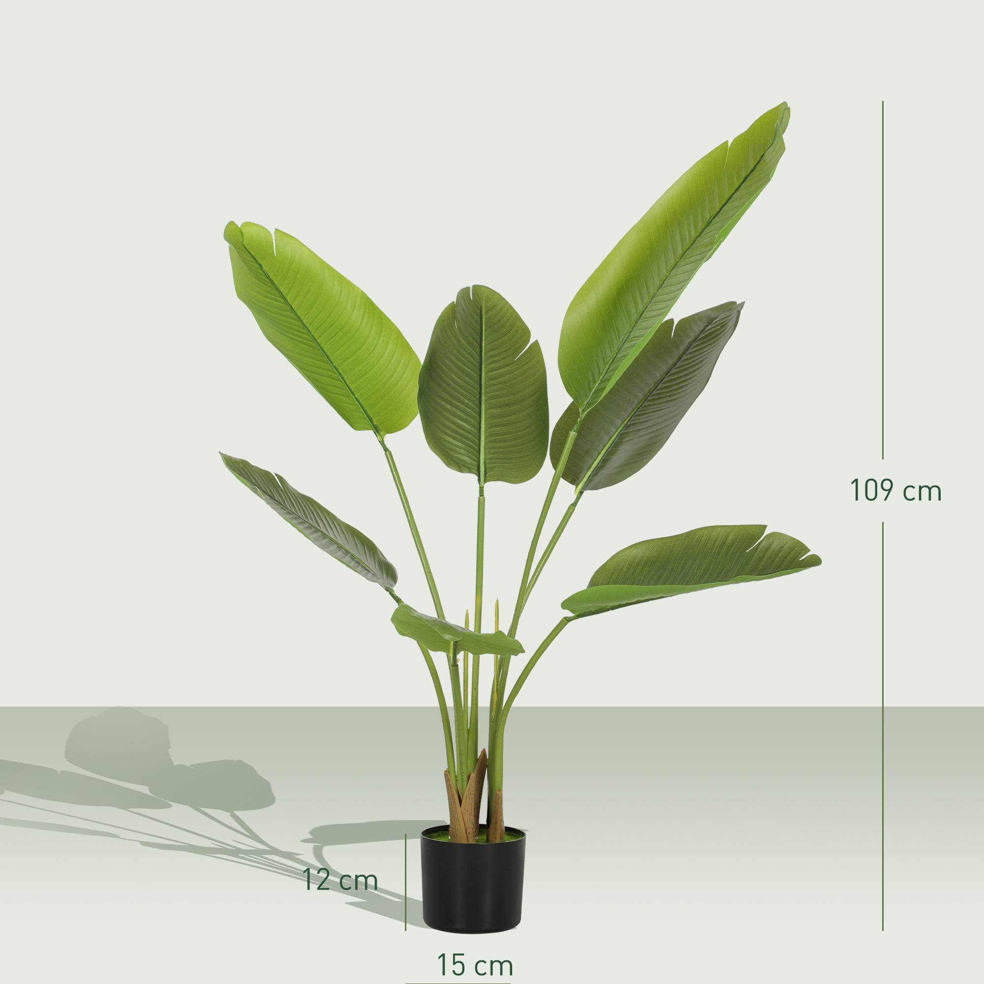Plante artificielle intérieure 109 cm, arbre artificiel avec pot en plastique et terreau floqué, vert - Image 5