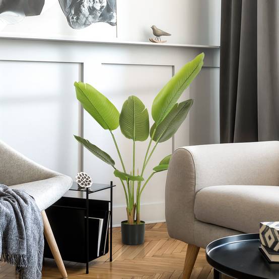 Plante artificielle intérieure 109 cm, arbre artificiel avec pot en plastique et terreau floqué, vert - Image 10
