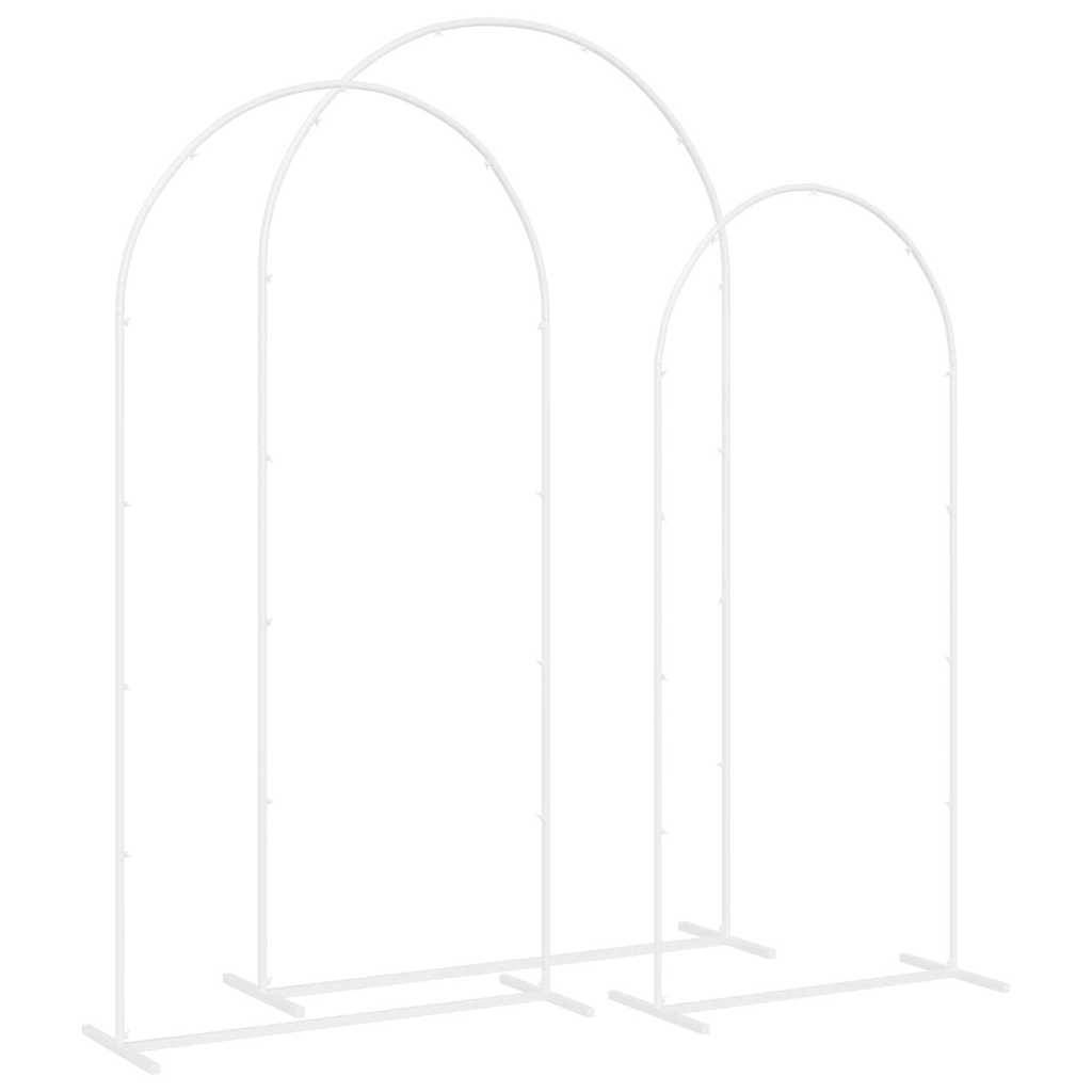 Set de 3 arches de mariage en acier pour jardin décoration modulable Blanc - ComfortXL Outdoor Living - Image 5