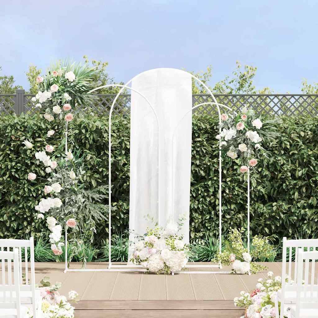 Set de 3 arches de mariage en acier pour jardin décoration modulable Blanc - ComfortXL Outdoor Living - Image 1