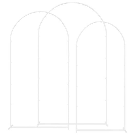 Set de 3 arches de mariage en acier pour jardin décoration modulable Blanc - ComfortXL Outdoor Living - Image 2