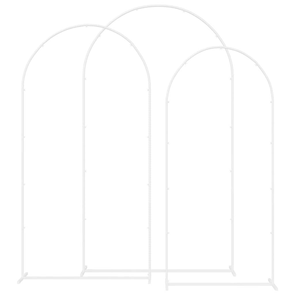 Set de 3 arches de mariage en acier pour jardin décoration modulable Blanc - ComfortXL Outdoor Living - Image 2