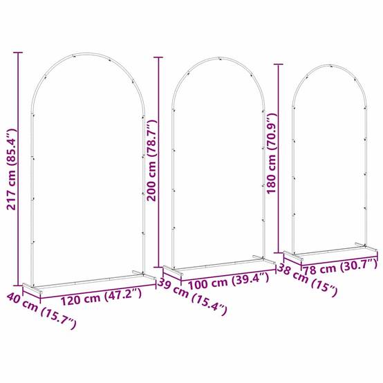 Set de 3 arches de mariage en acier pour jardin décoration modulable Blanc - ComfortXL Outdoor Living - Image 8