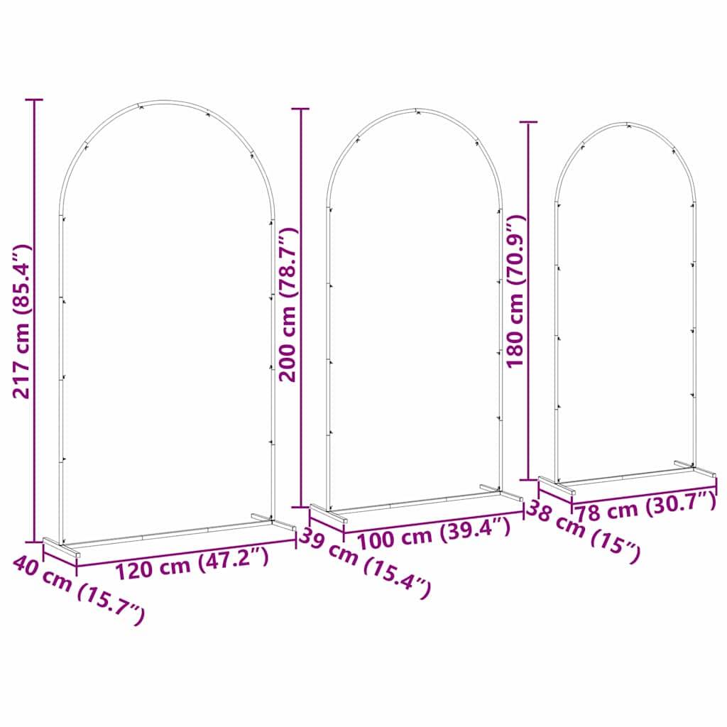 Set de 3 arches de mariage en acier pour jardin décoration modulable Blanc - ComfortXL Outdoor Living - Image 8