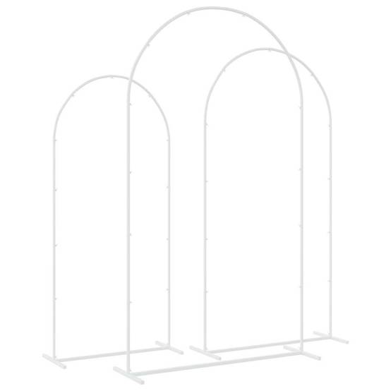 Set de 3 arches de mariage en acier pour jardin décoration modulable Blanc - ComfortXL Outdoor Living - Image 7
