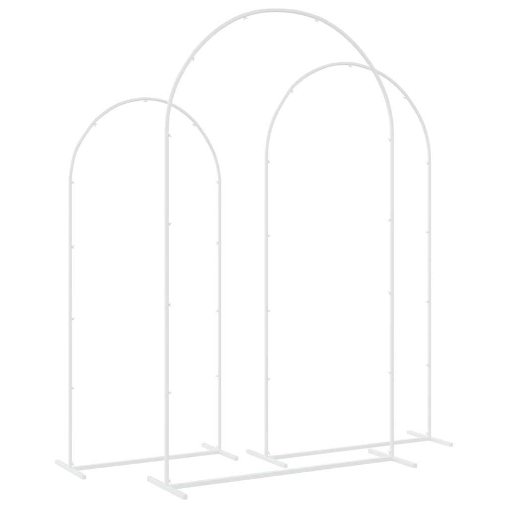 Set de 3 arches de mariage en acier pour jardin décoration modulable Blanc - ComfortXL Outdoor Living - Image 7