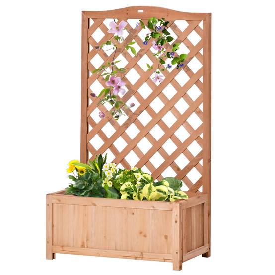 Jardinière avec treillis bois de sapin marron 70 x 28 x 117 cm - PANGIVO - Image 2