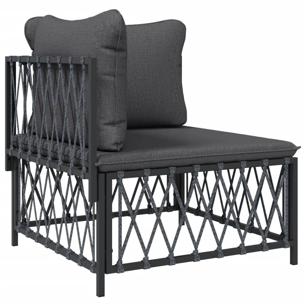 Salon de jardin meuble d'extérieur ensemble de mobilier avec coussins 4 pièces anthracite acier - Image 3