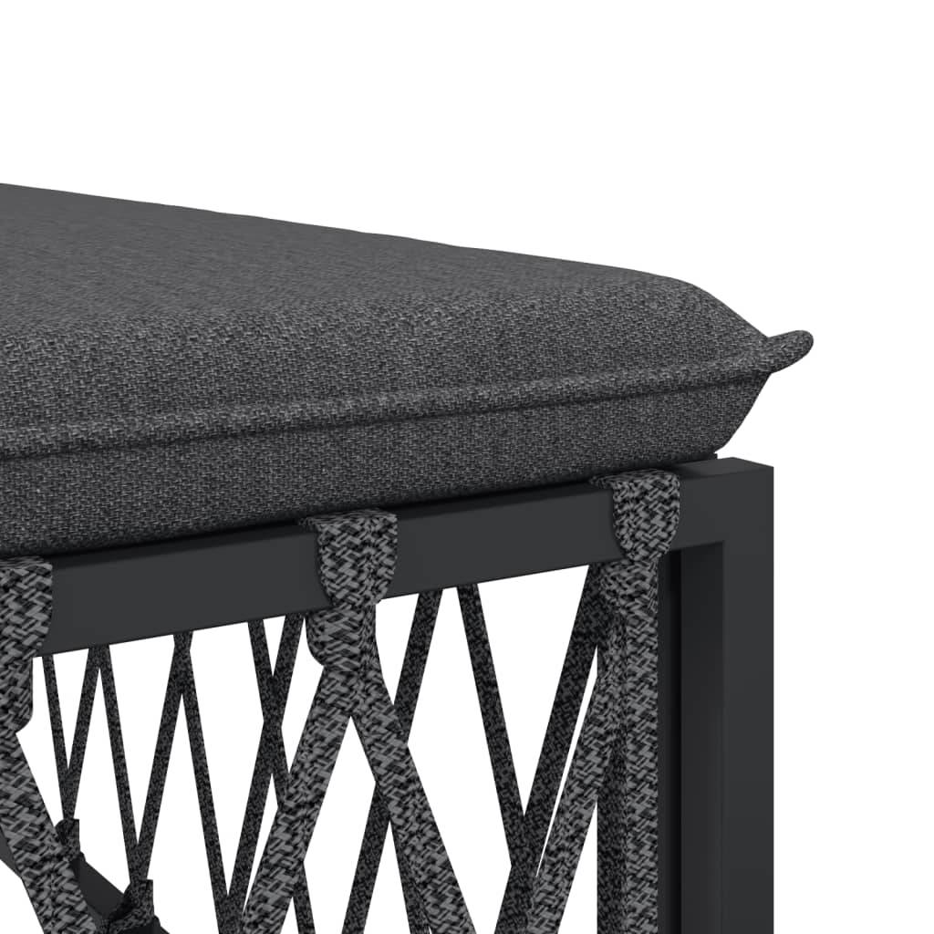 Salon de jardin meuble d'extérieur ensemble de mobilier avec coussins 4 pièces anthracite acier - Image 5