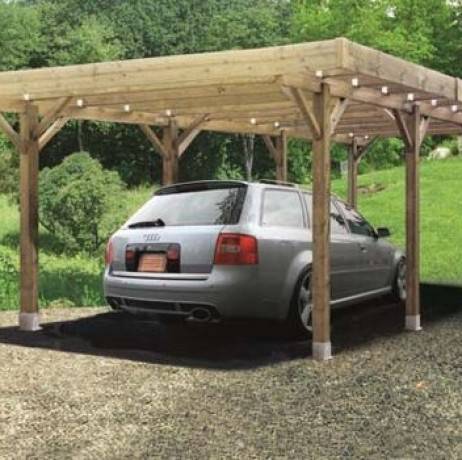 Carport base 6x5 H 2,5m, Ancrage A enfoncer, Panneaux de toit Pvc - Imagen 1