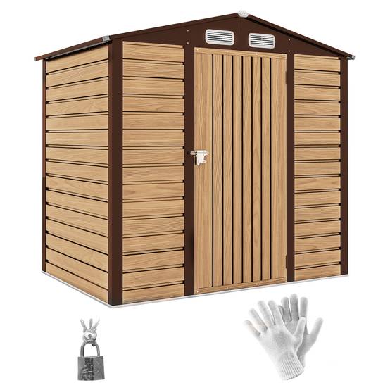 ComfortXL - Cabane de jardin acier galvanisé aménagement extérieur protection outils 190x131cm chêne - ComfortXL Outdoor Living - Image 1